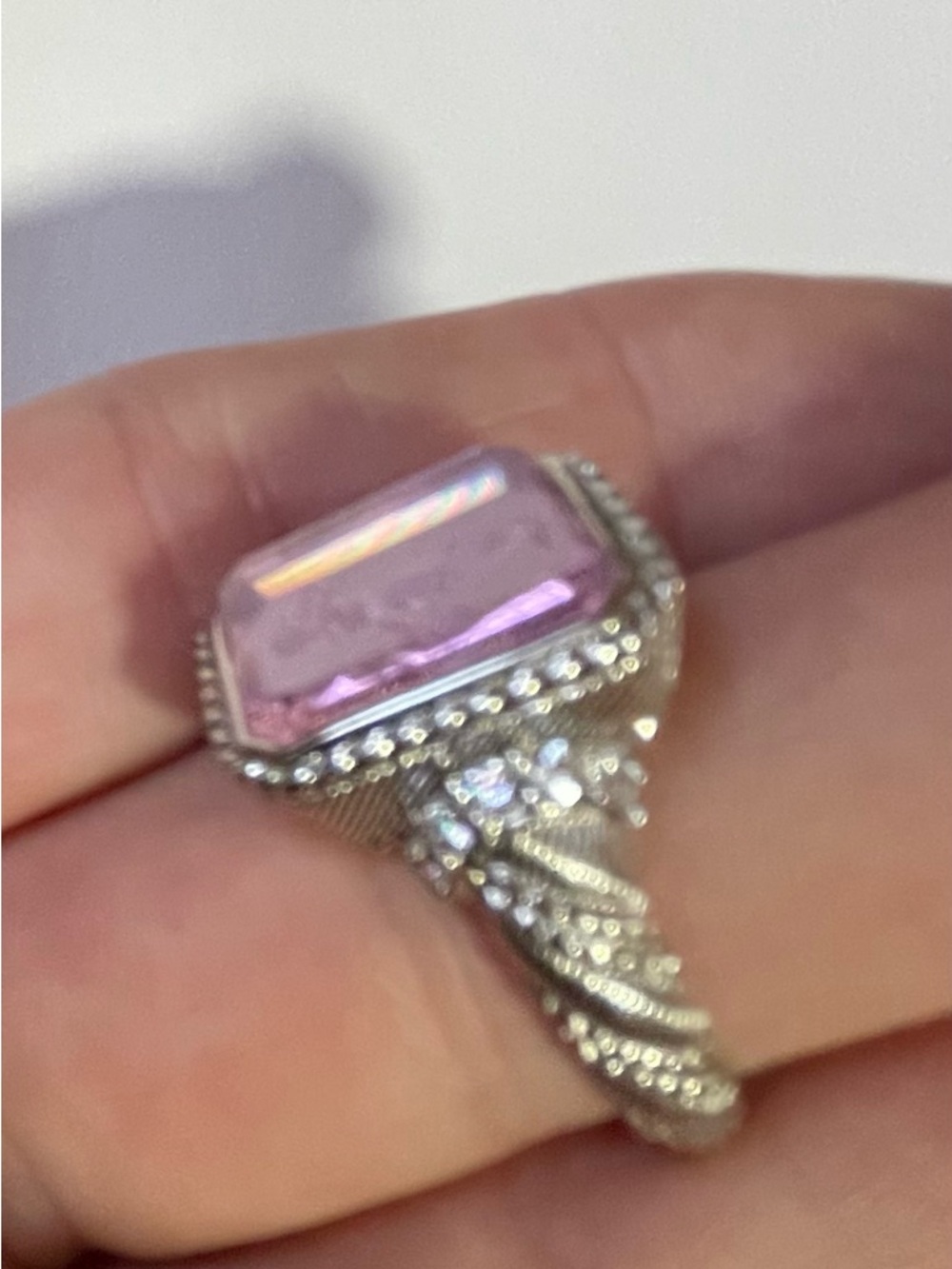 Judith Ripka Pink Crystal Cameo Ring in Silver Tone - Picture 9 of 16